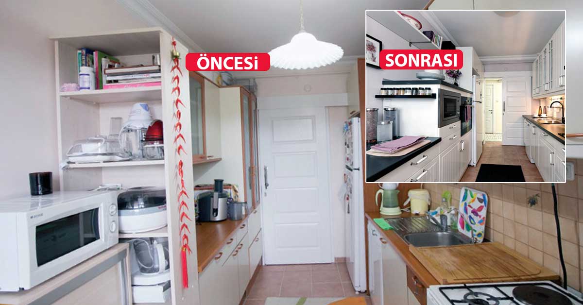 Öncesi sonrası fotoğraflarla alan kazandıran mutfak çözümü