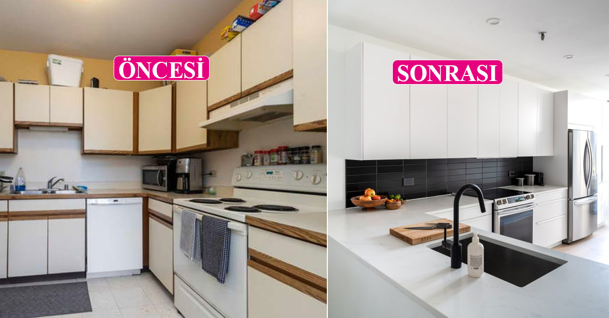 Mutfağın siyah beyaz, modern dönüşümü (Öncesi – sonrası)