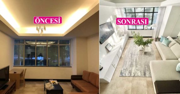 Önce &#8211; sonra: Karanlık oturma odasının aydınlık dönüşümü muhteşem!