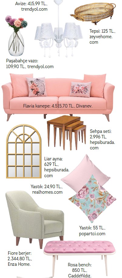 Feminen çizgilerde romantik bir salon