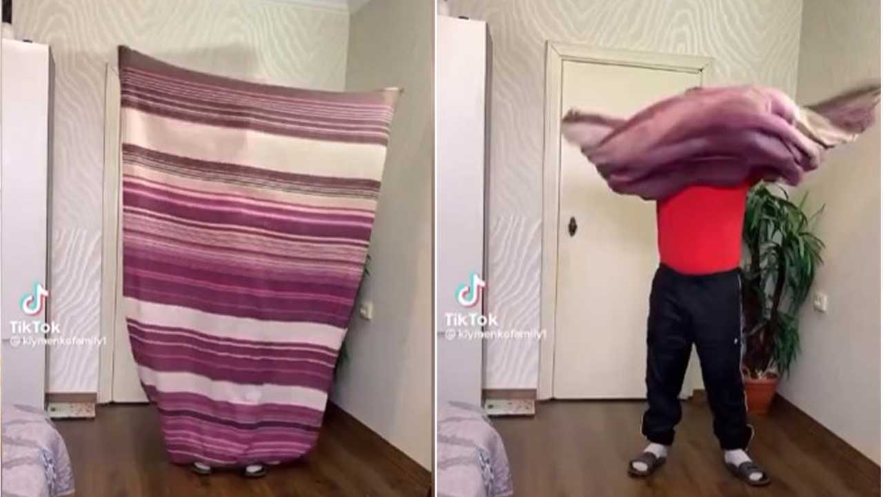 Yorgan kılıfı geçirmenin pratik yolu! TikTok fenomeninin saniyeler içinde nevresim değiştirdiği anlar beğeni topladı